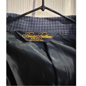 Brooks Brothers Mens Houndstooth Blazer Sport Coat Blue Grey Made in USA